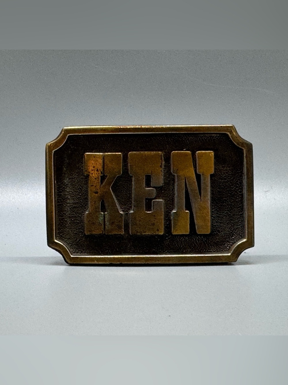 Vintage KOLEACO “KEN” Solid Brass Tone Belt Buckle – Made in USA
